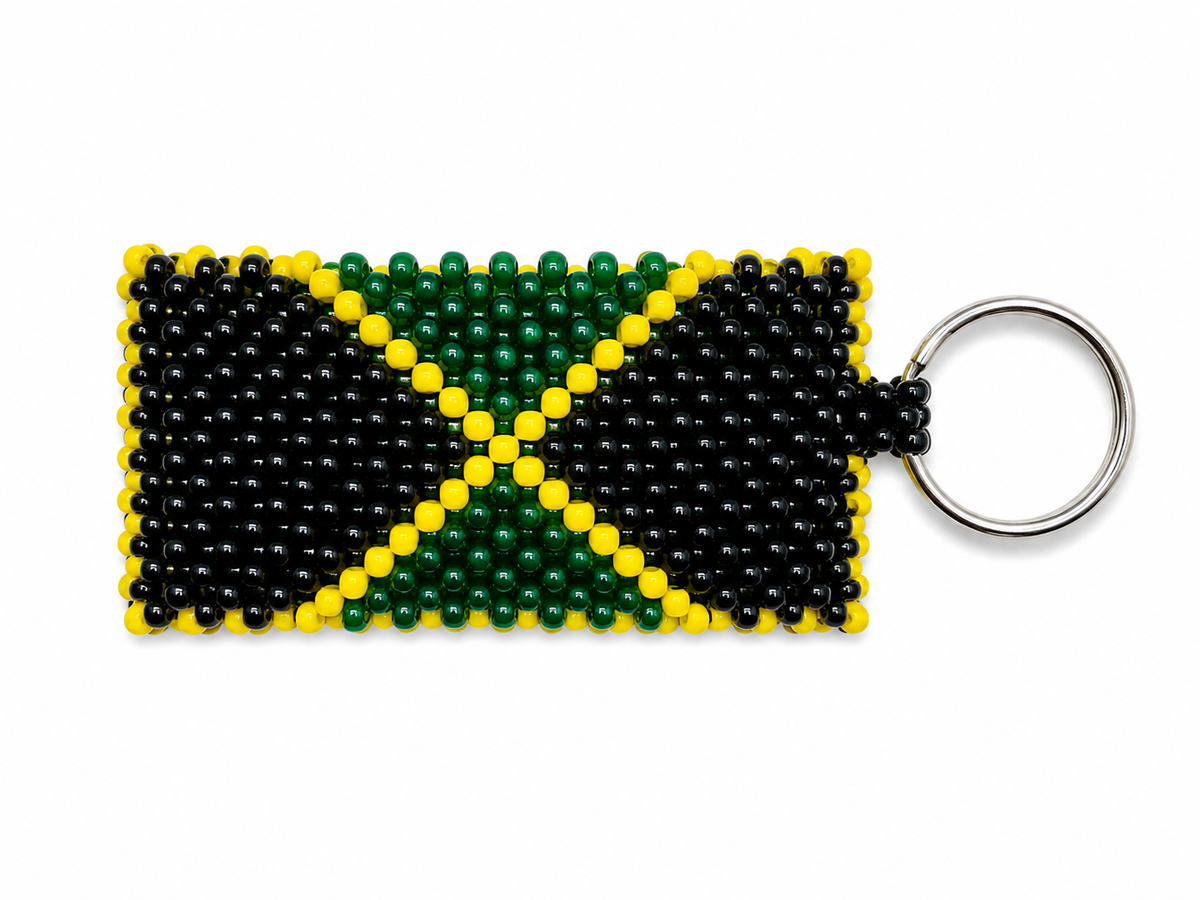 Jamaican Handmade Beaded Keychain